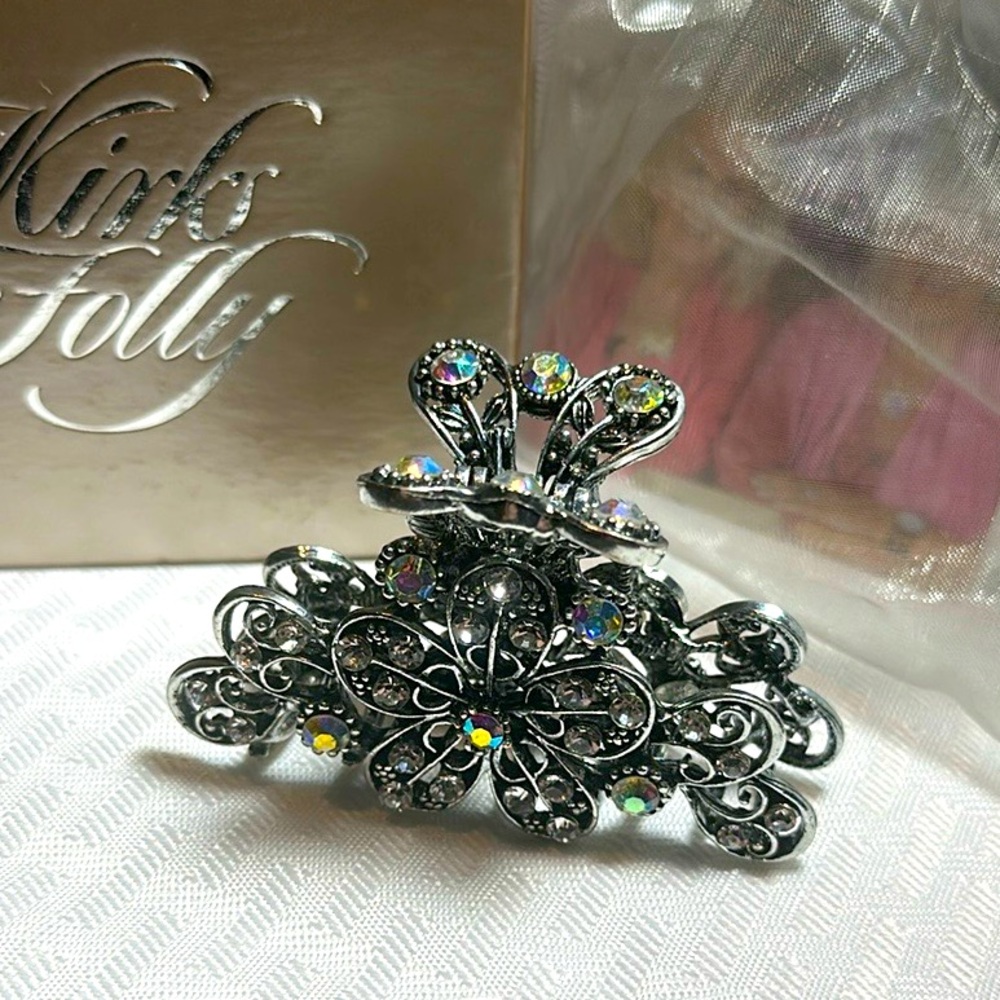 Kirks Folly Hair Clip Flower Jaw Clip New!
